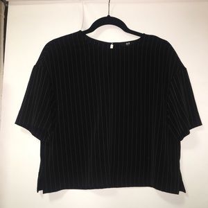 UNIQLO BLACK WHITE STRIPED BOXY BLOUSE